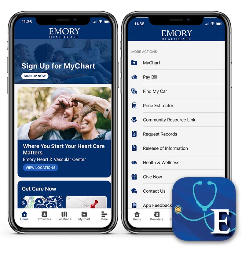 screenshot of the mychart app