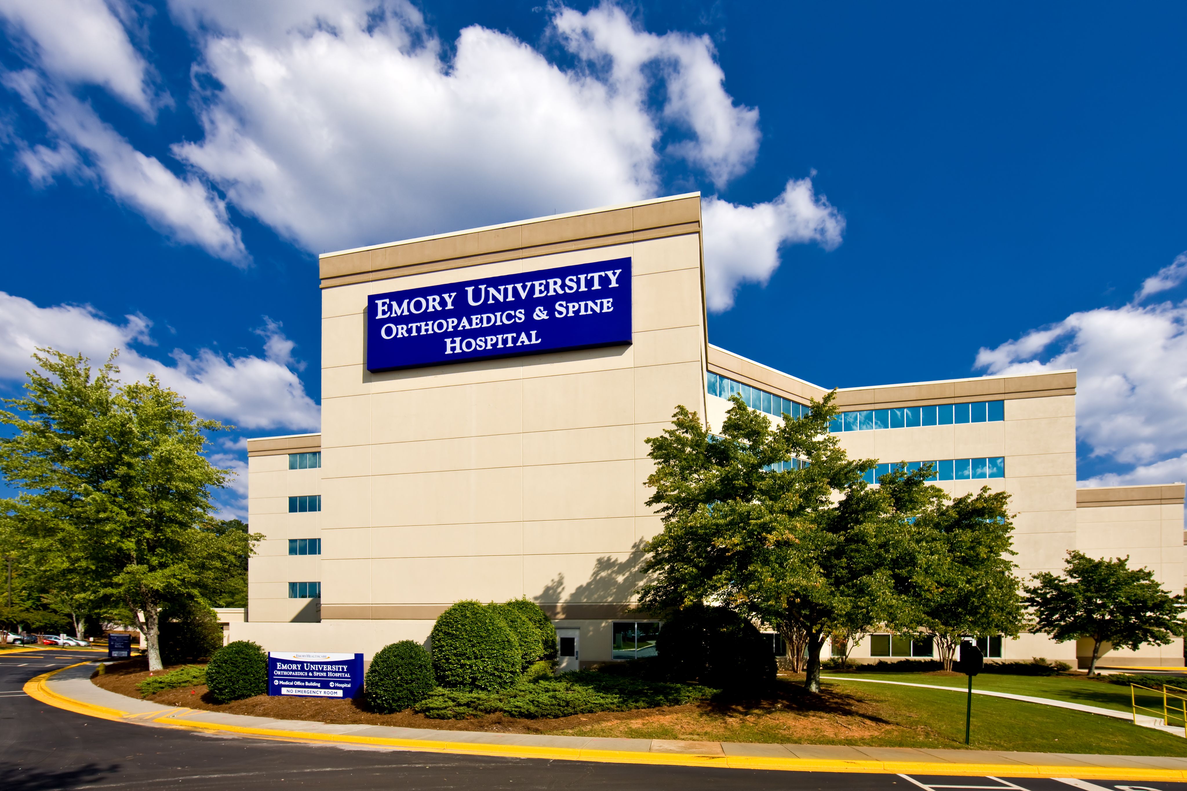 Front of Emory University Orthopaedics Spine Hospital building