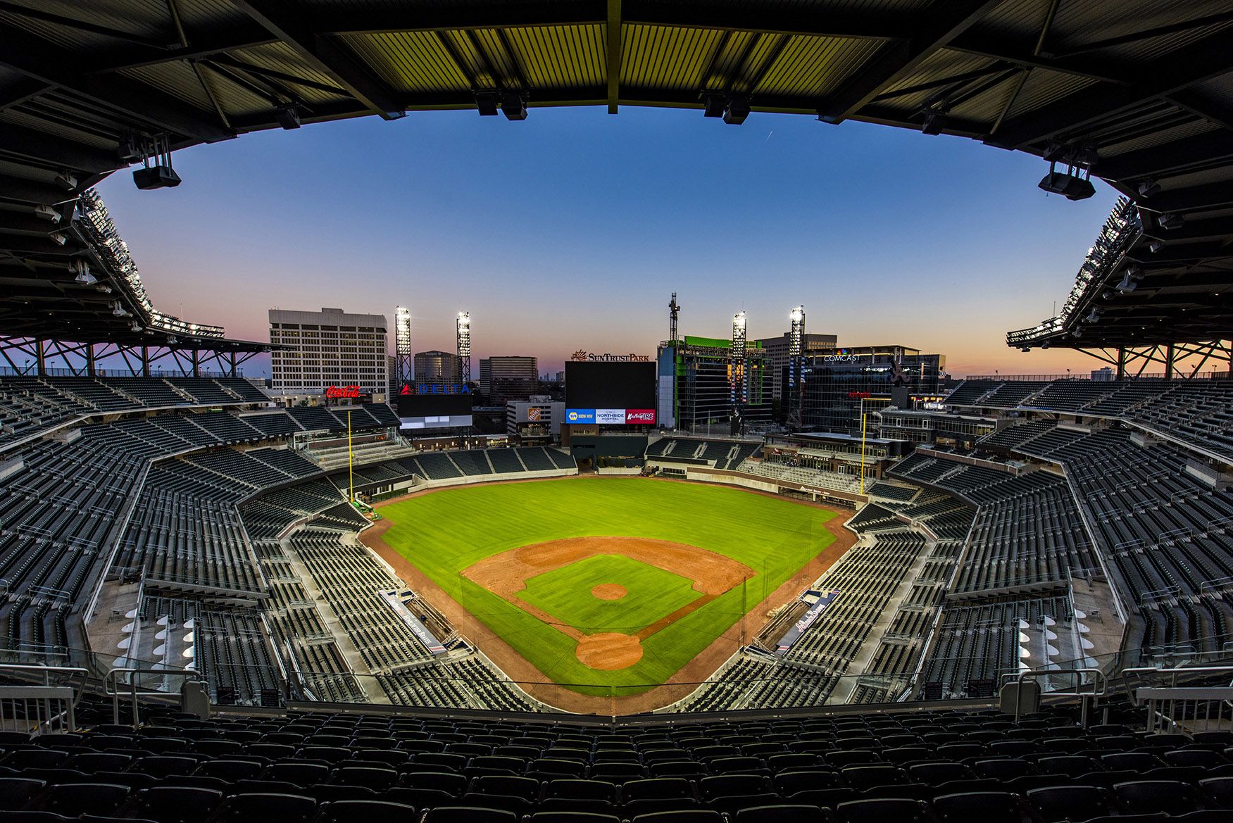 Suntrust Park empty at sunset